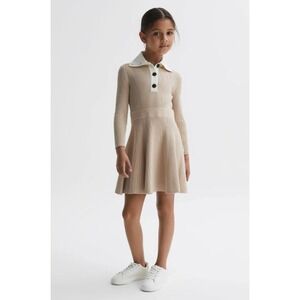 Reiss Girls Ribbed Knit Malani Sweater Dress Beige‎ Size 6–7Y Preppy School